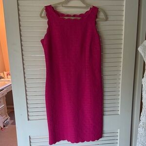 Talbots Vibrant Pink Scalloped Dress
